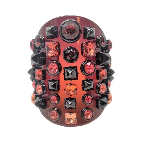 Haute Couture Gucci Burgundy Plexiglass, Crystal & Resin Large Cuff Bracelet - Picture 1 of 6